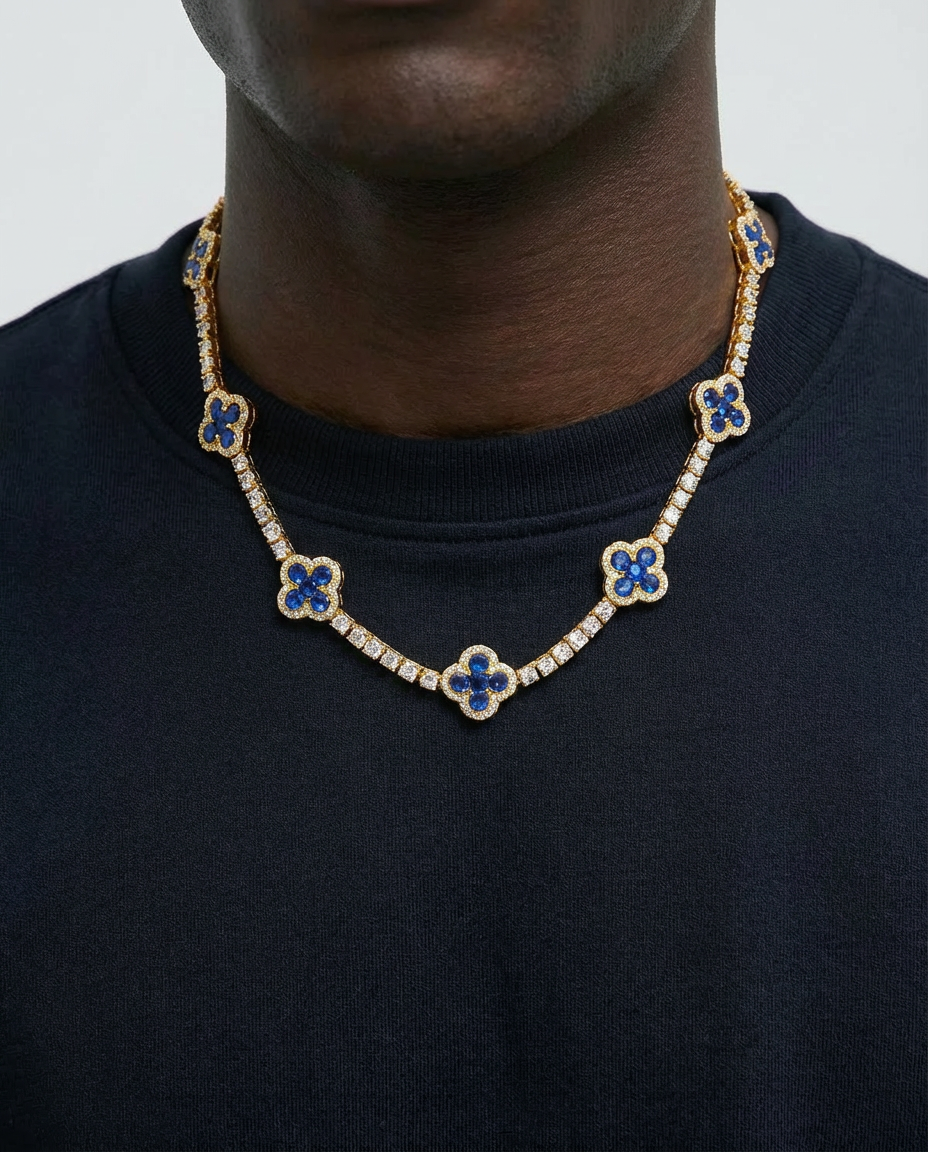 Azure Clover Tennis Necklace